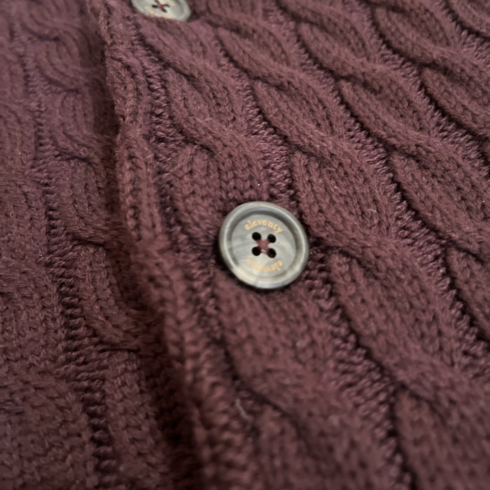 Eleventy Cable Knit Cardigan Sweater/Blazer Made in Italy Burgundy - Picture 11 of 11